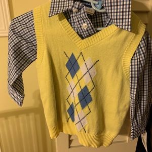 Toddler sweater vest and dress shirt